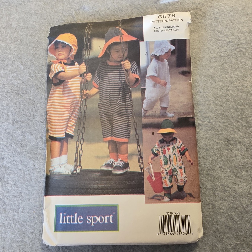 VTG Little Sport Vogue Sewing Pattern 8579 Toddlers Jumpsuit Hat  XS-M (1/2-4)